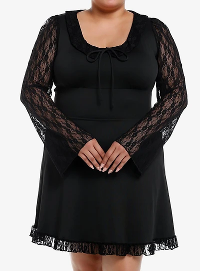 Daisy Street Black Lace Long-Sleeve Mini Dress Plus Size