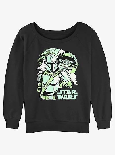 Star Wars The Mandalorian With Grogu Pop Art Womens Slouchy Sweatshirt