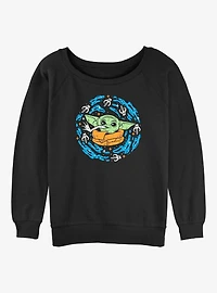 Star Wars The Mandalorian Frogs On My Mind Girls Slouchy Sweatshirt
