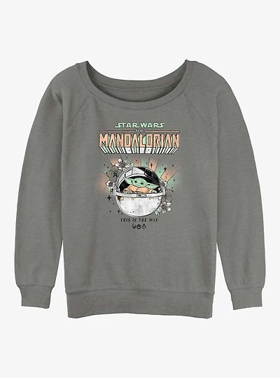 Star Wars The Mandalorian Floral Child Girls Slouchy Sweatshirt