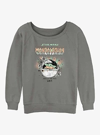 Star Wars The Mandalorian Floral Child Girls Slouchy Sweatshirt