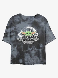 Star Wars The Mandalorian The Child Floral Tie-Dye Girls Crop T-Shirt