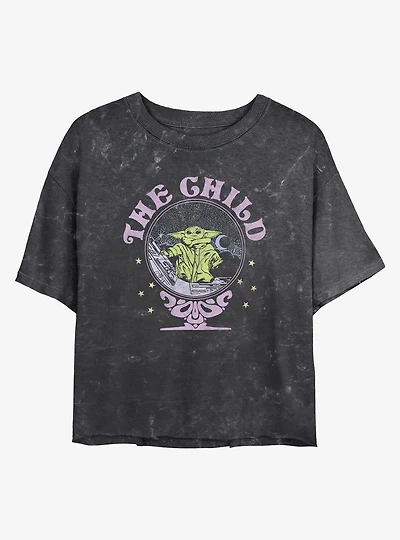 Star Wars The Mandalorian The Child Mineral Wash Girls Crop T-Shirt