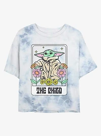 Star Wars The Mandalorian The Child Floral Tie-Dye Girls Crop T-Shirt