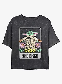 Star Wars The Mandalorian Child Floral Mineral Wash Girls Crop T-Shirt