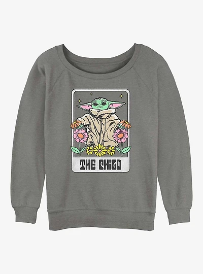 Star Wars The Mandalorian The Child Floral Girls Slouchy Sweatshirt