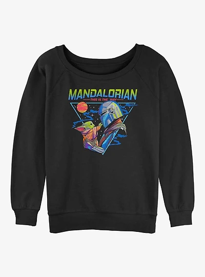 Star Wars The Mandalorian Grogu and Din Djarin Triangle Womens Slouchy Sweatshirt