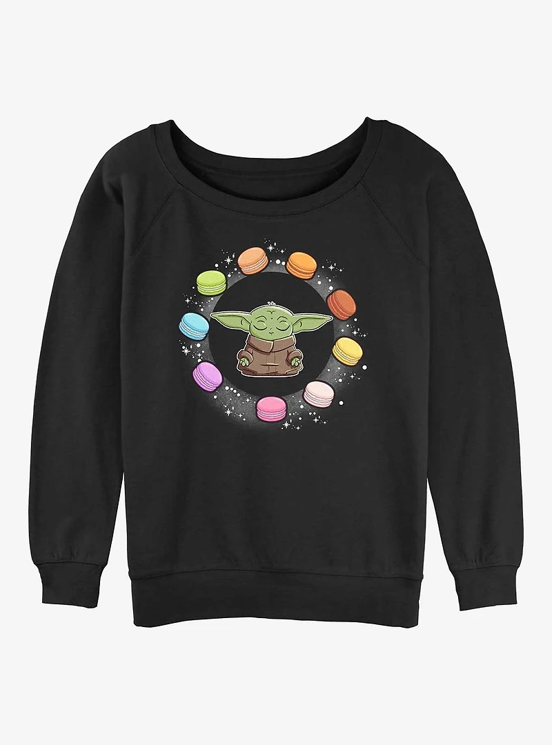 Star Wars The Mandalorian Child Macarons Womens Slouchy Sweatshirt