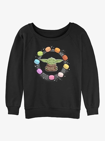 Star Wars The Mandalorian Child Macarons Womens Slouchy Sweatshirt
