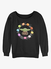 Star Wars The Mandalorian Child Macarons Womens Slouchy Sweatshirt