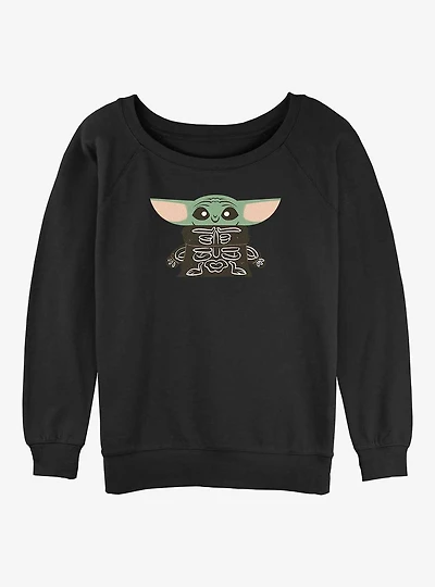 Star Wars The Mandalorian Skeleton Grogu Womens Slouchy Sweatshirt