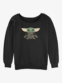 Star Wars The Mandalorian Skeleton Grogu Womens Slouchy Sweatshirt