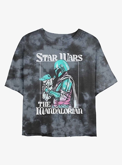 Star Wars The Mandalorian Soft Pop Mando Tie-Dye Womens Crop T-Shirt