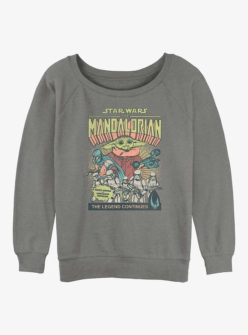 Star Wars The Mandalorian Grogu Comic Cover Womens Slouchy Sweatshirt