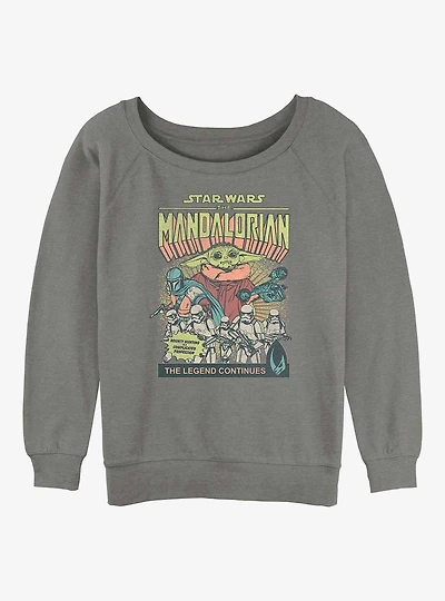 Star Wars The Mandalorian Grogu Comic Cover Womens Slouchy Sweatshirt