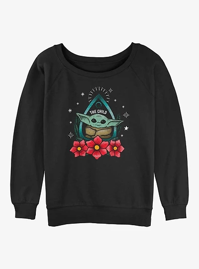 Star Wars The Mandalorian Child Planchette Womens Slouchy Sweatshirt