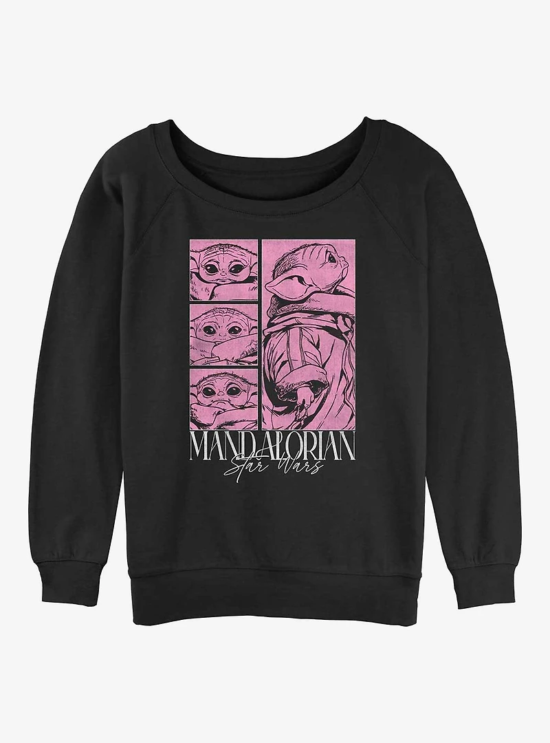 Star Wars The Mandalorian Grogu Poster Womens Slouchy Sweatshirt