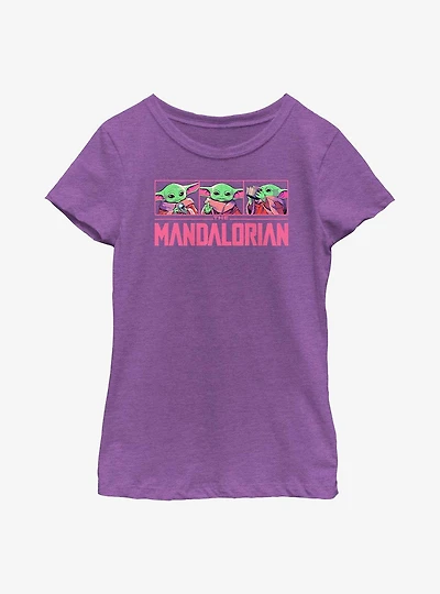 Star Wars The Mandalorian Grogu Neon Logo Youth Girls T-Shirt