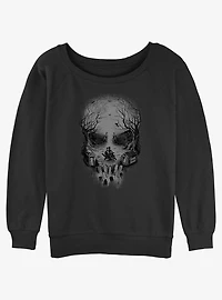 Disney Haunted Mansion Skull Graveyard Ghosts Girls Slouchy Sweatshirt