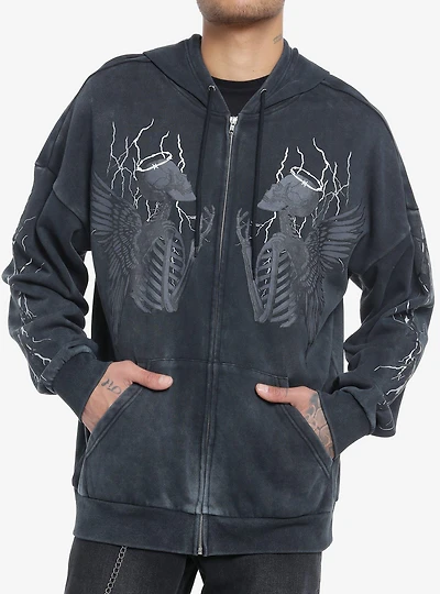 Social Collision® Praying Skeleton Angels Hoodie