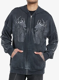 Social Collision® Praying Skeleton Angels Hoodie