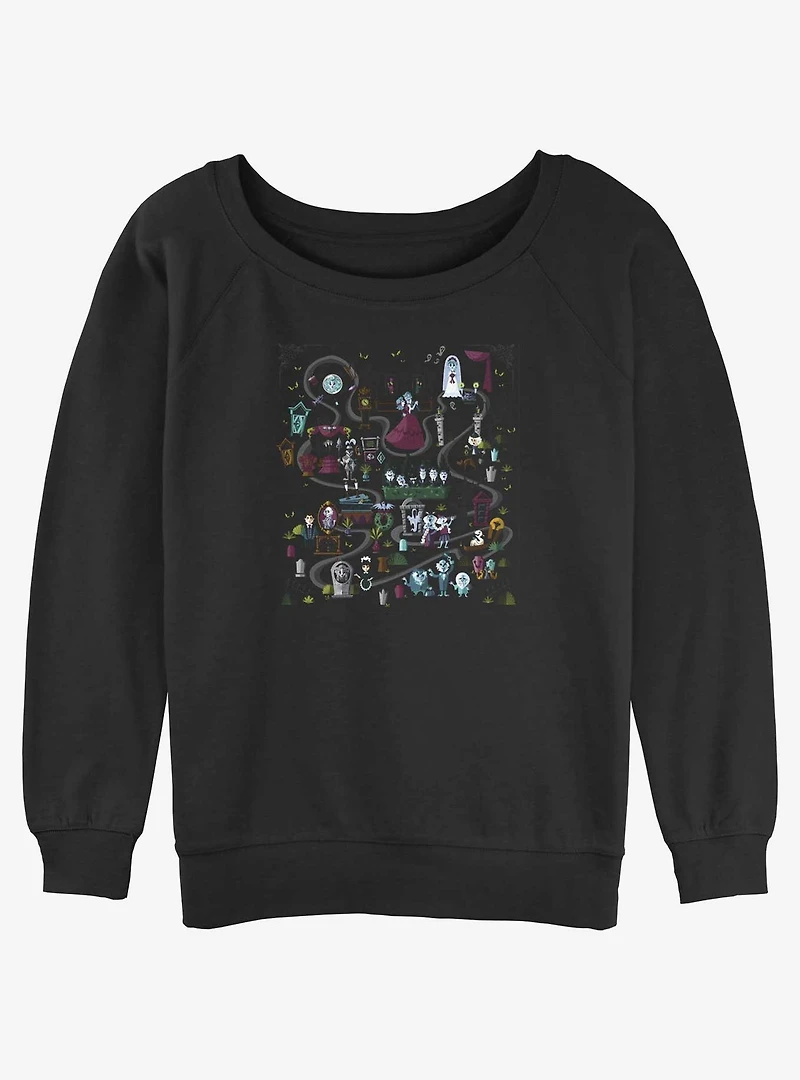 Disney Haunted Mansion Mansion Map Girls Slouchy Sweatshirt