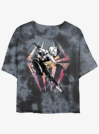 Marvel Spider-Man Sketch Spider-Gwen Girls Tie-Dye Crop T-Shirt