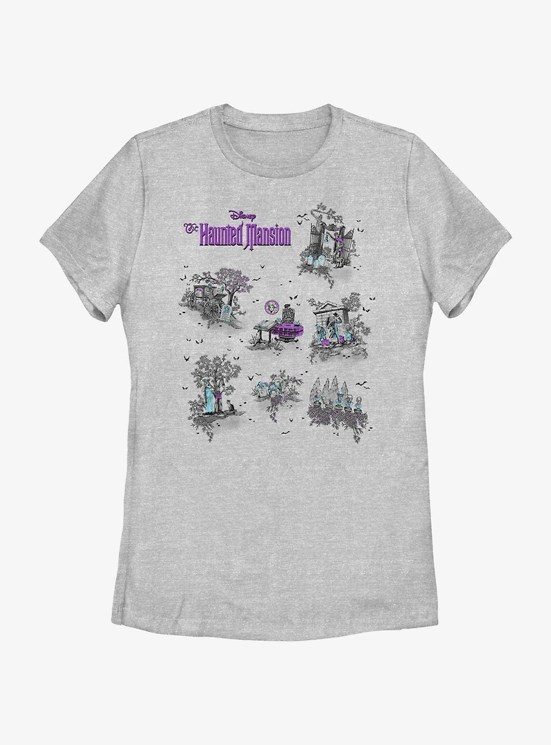 Disney Haunted Mansion Map Womens T-Shirt