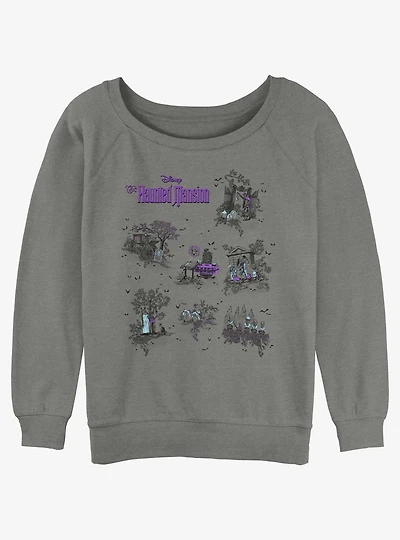 Disney Haunted Mansion Map Womens Slouchy Sweatshirt