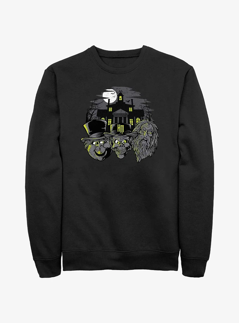 Disney Haunted Mansion Three Hitchhiking Ghosts Heads Sweatshirt