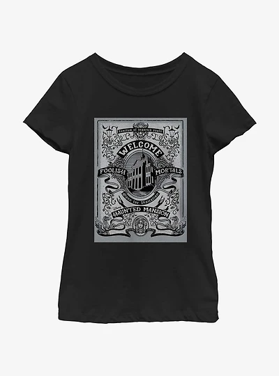 Disney Haunted Mansion Welcome Foolish Mortals Poster Youth Girls T-Shirt