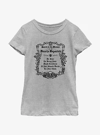 Disney Haunted Mansion Message To The Dearly Departed Youth Girls T-Shirt