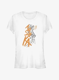 Star Wars Ahsoka Brush Strokes Portrait Girls T-Shirt