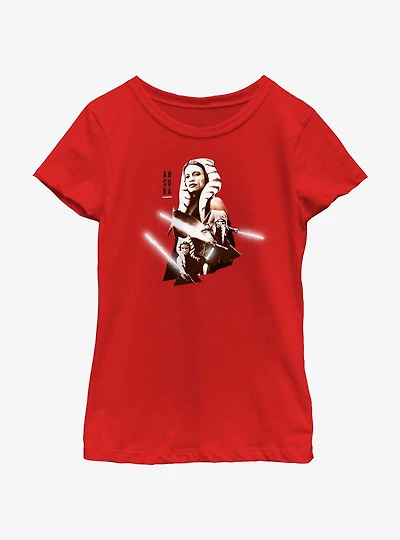 Star Wars Ahsoka Hero Portrait Youth Girls T-Shirt