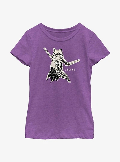 Star Wars Ahsoka Jedi Sketch Youth Girls T-Shirt