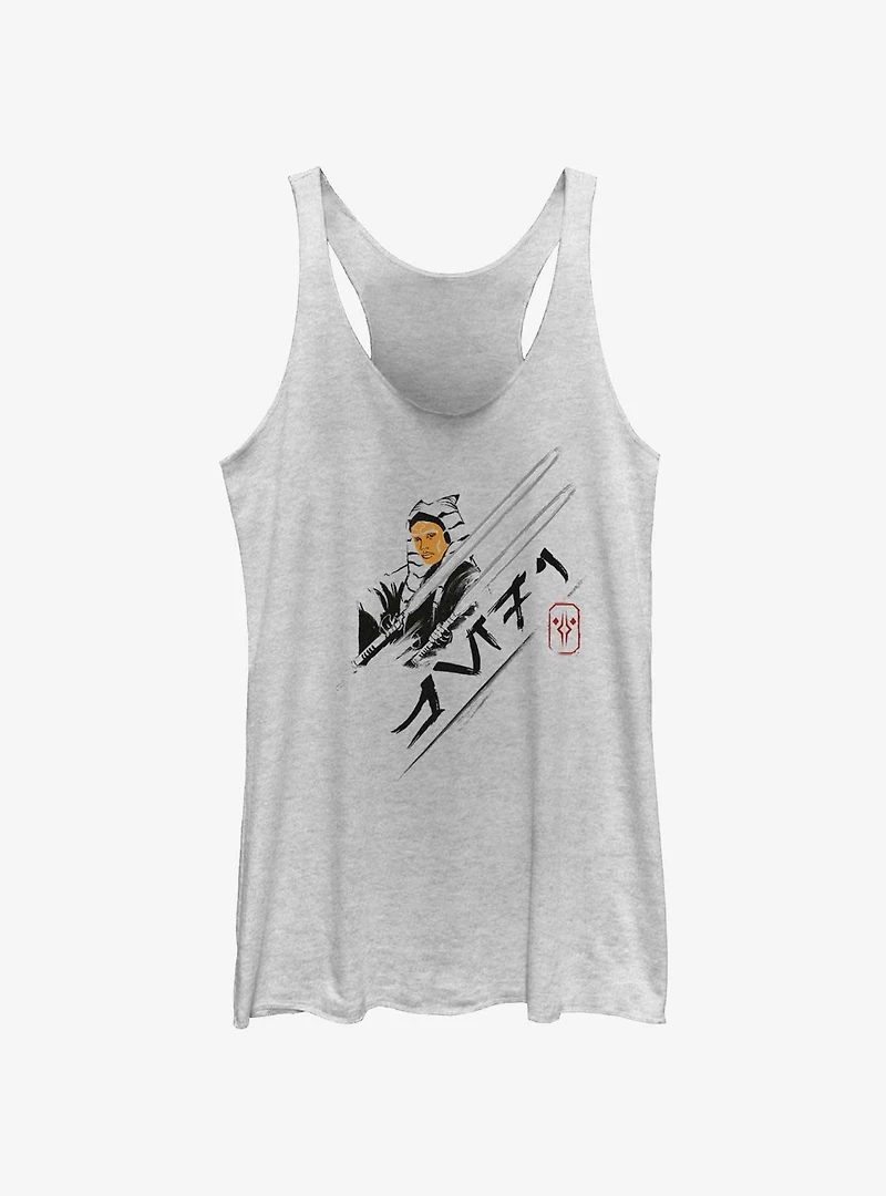 Star Wars Ahsoka Dual Wield Saber Womens Tank Top