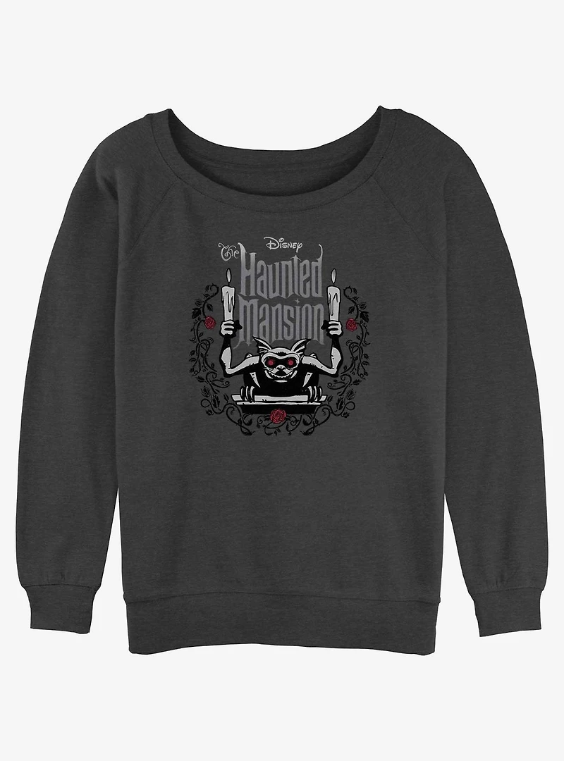 Disney Haunted Mansion Gargoyle With Candles Womens Slouchy Sweatshirt