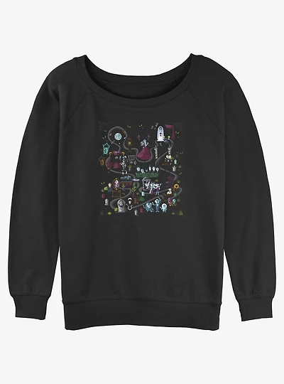 Disney Haunted Mansion Map Womens Slouchy Sweatshirt