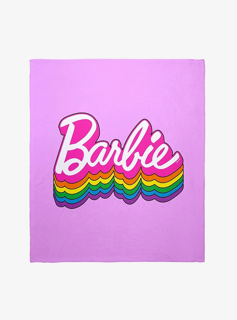 Barbie Rainbow Pride Logo Throw Blanket