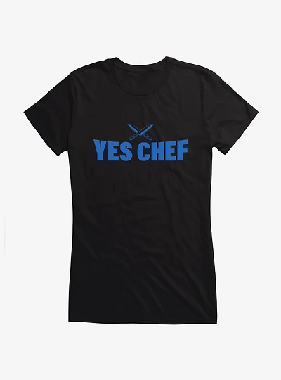 Yes Chef! Blue Text Girls T-Shirt