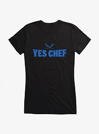 Yes Chef! Blue Text Girls T-Shirt