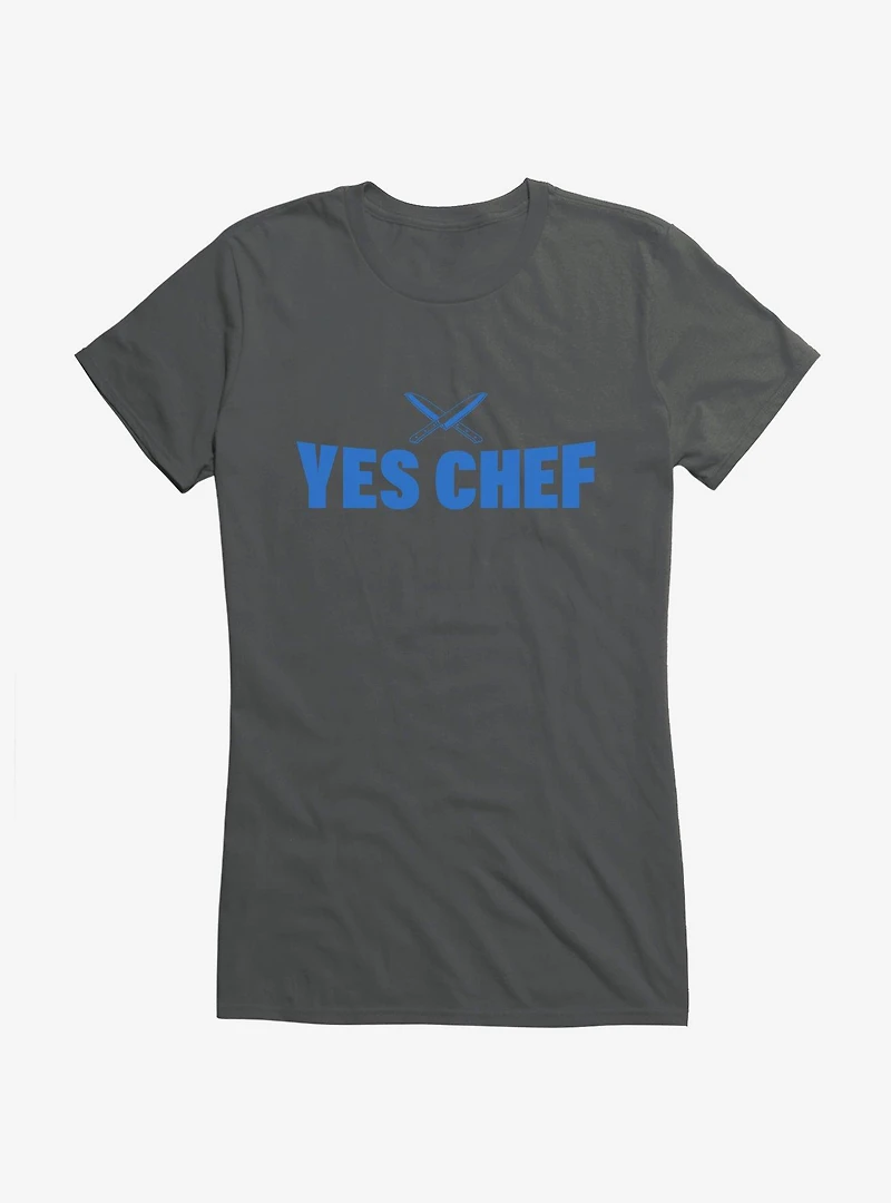 Yes Chef! Blue Text Girls T-Shirt