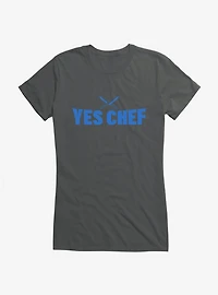 Yes Chef! Blue Text Girls T-Shirt