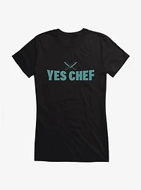 Yes Chef! Green Text Girls T-Shirt
