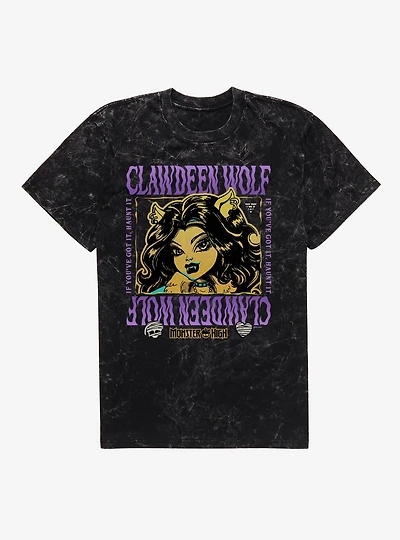 Monster High If You've Got It Haunt It Clawdeen Mineral Wash T-Shirt