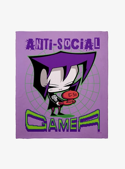 Invader Zim Gaz Anti-Social Gamer Throw Blanket