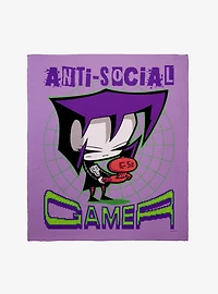 Invader Zim Gaz Anti-Social Gamer Throw Blanket