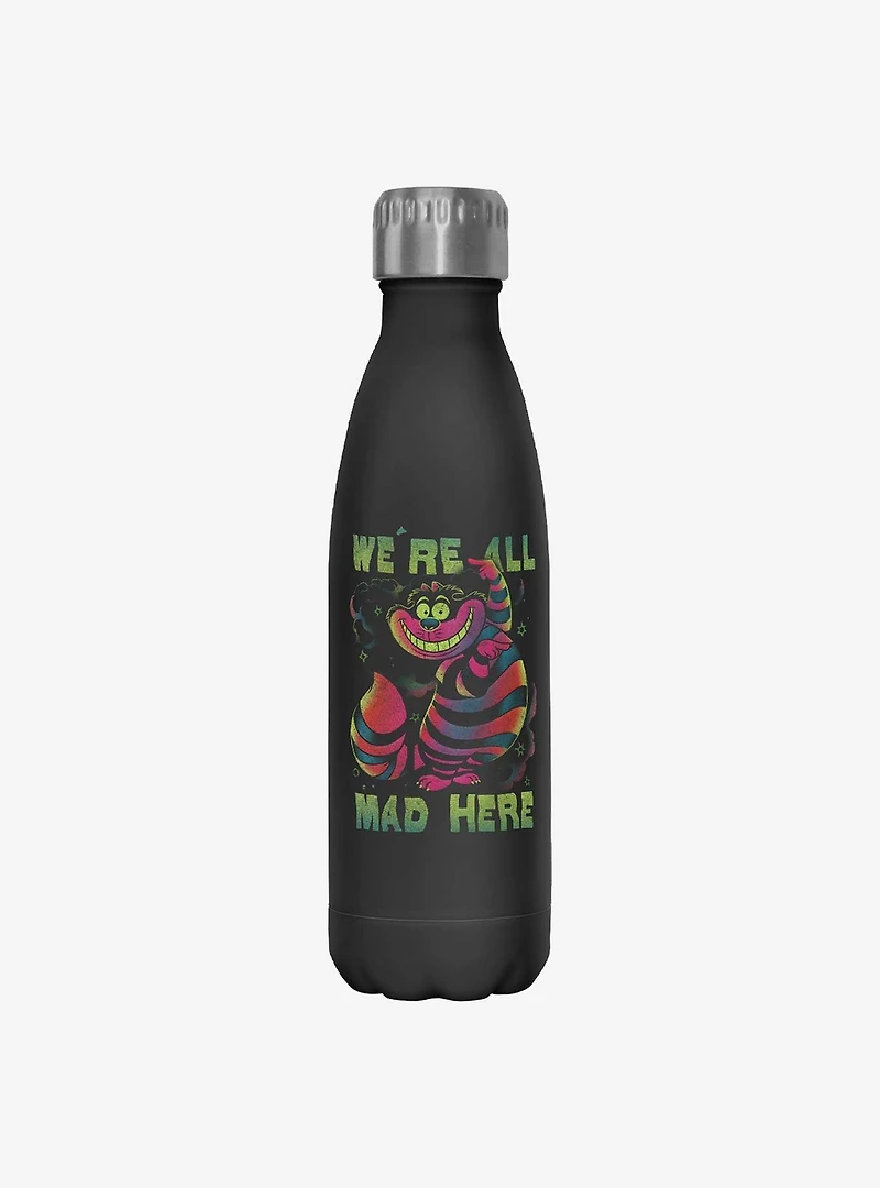 Disney Alice In Wonderland Cheshire We're All Mad Here Water Bottle