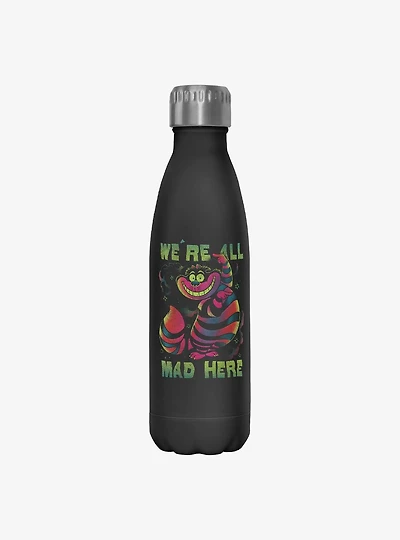 Disney Alice In Wonderland Cheshire We're All Mad Here Water Bottle