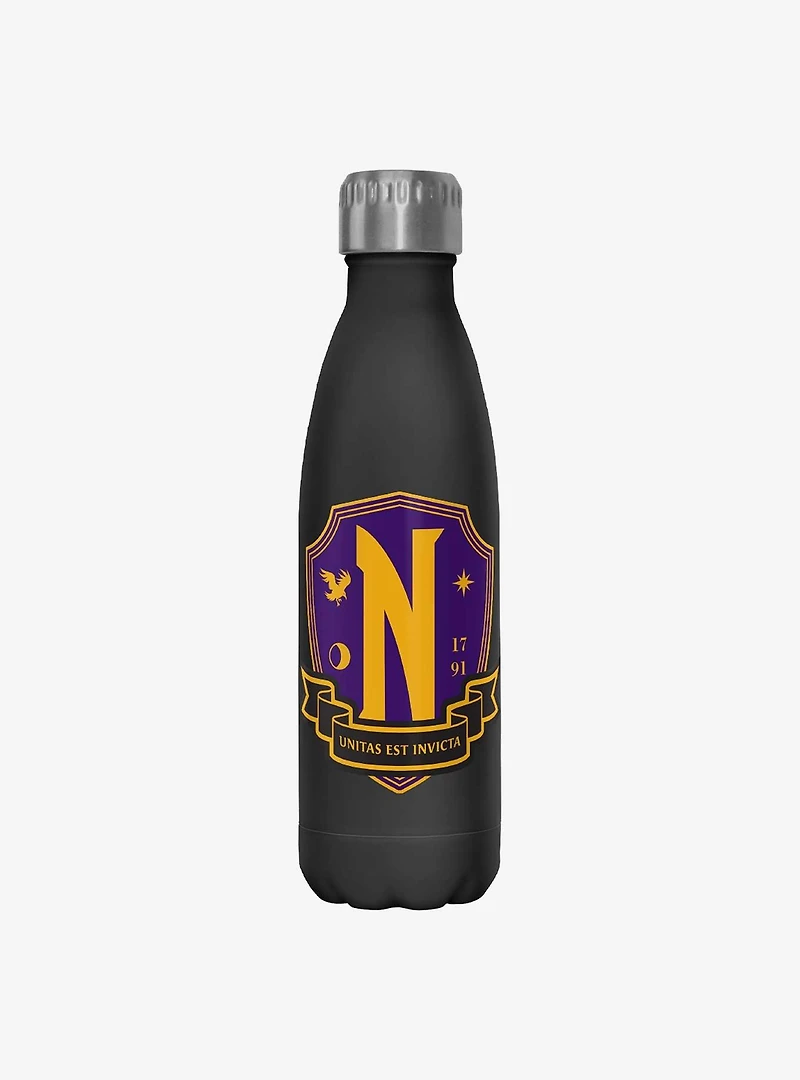 Wednesday Nevermore Academy Crest Water Bottle
